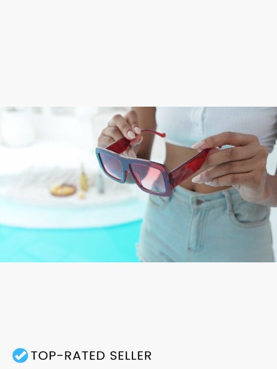 Retro Square Oversized Sunglasses Trendy UV400 Protection Shield Frame